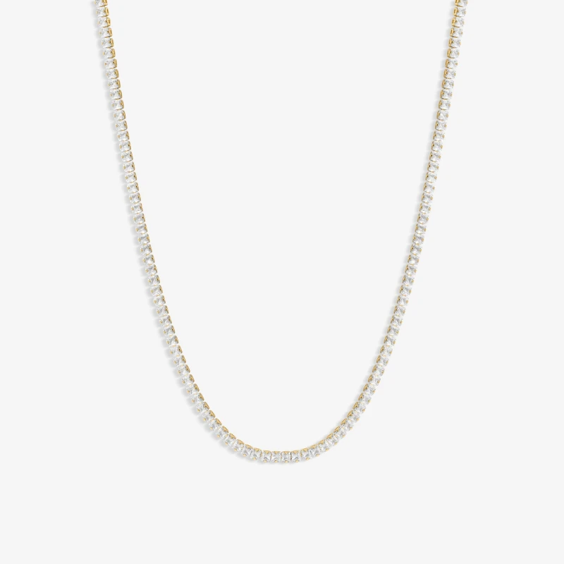Image of Inicio 14K Gold Plated Recycled Tennis Necklace Gold female One Size