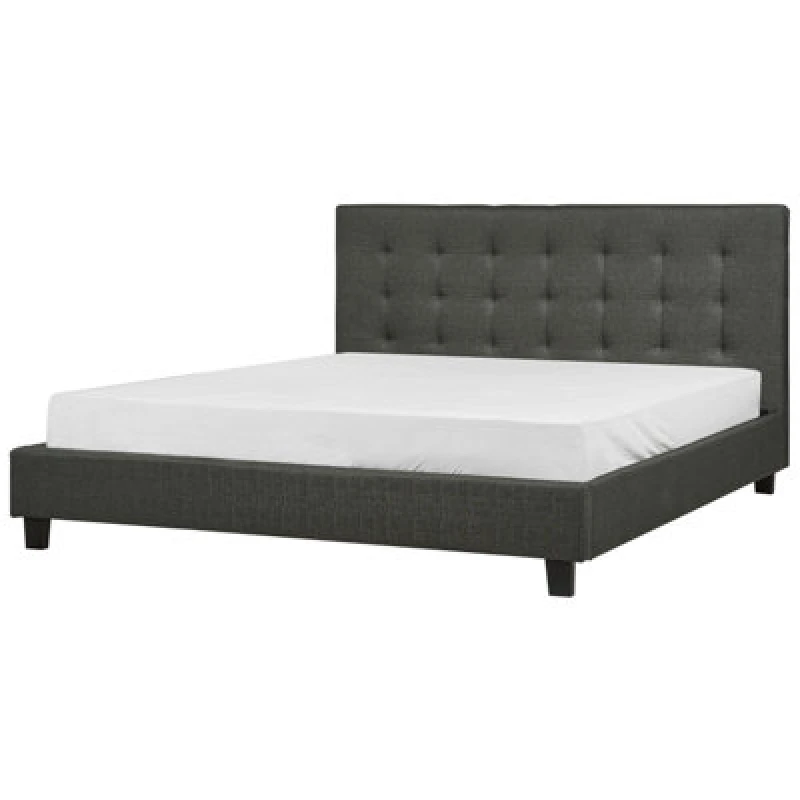 Image of Beliani Bed Fabric La Rochelle 180 X 200 Cm (Eu Super King) Dark Grey