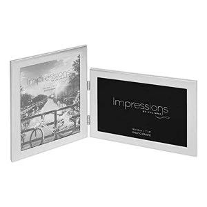 Image of 5" x 7" - IMPRESSIONS? Hinged Silver Double Photo Frame
