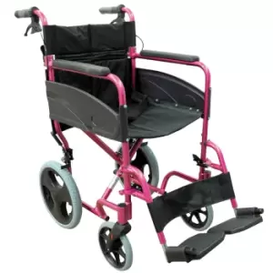 image of Aidapt Compact Aluminium Wheelchair - Pink