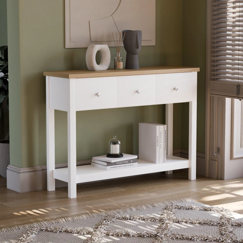 Image of Lassic Vida Designs Arlington 3 Drawer Console Table White unisex 3 Drawer