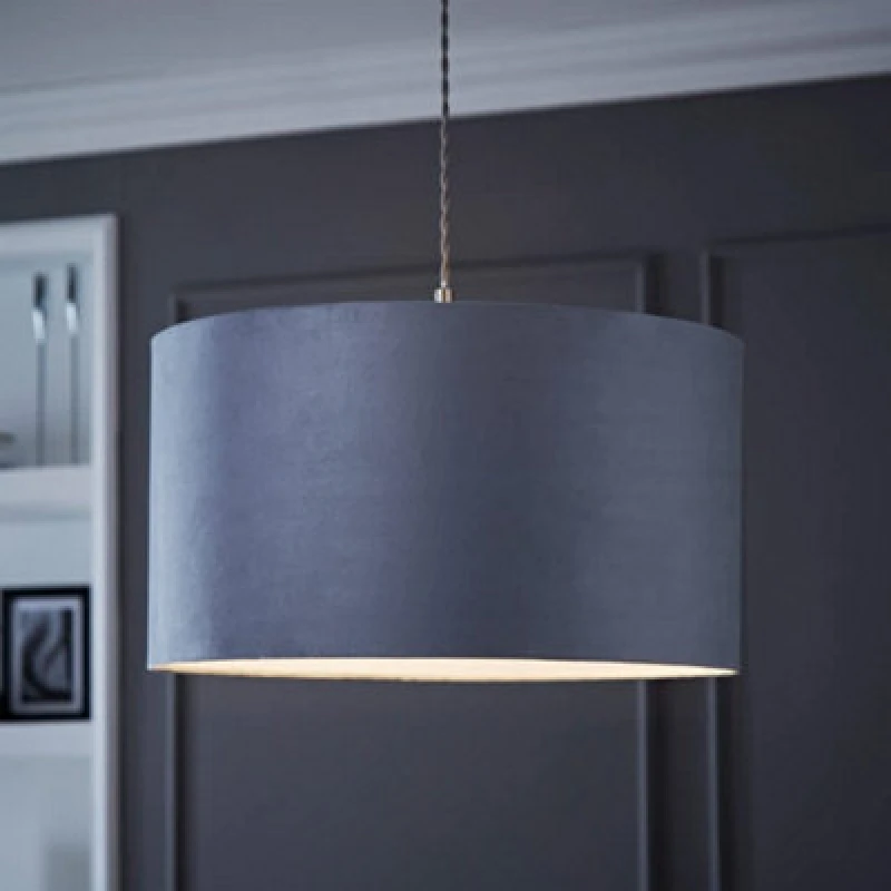 Image of VALUELIGHTS Reni Grey Velvet Large Ceiling Pendant Lamp Shade 26287