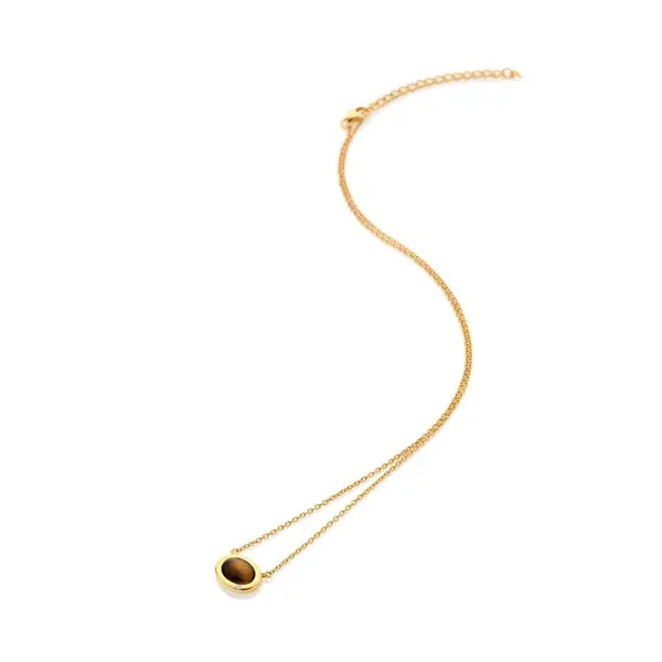 Image of Hot Diamonds x Gemstones 18ct Gold Plated Sterling Silver Oval Tigers