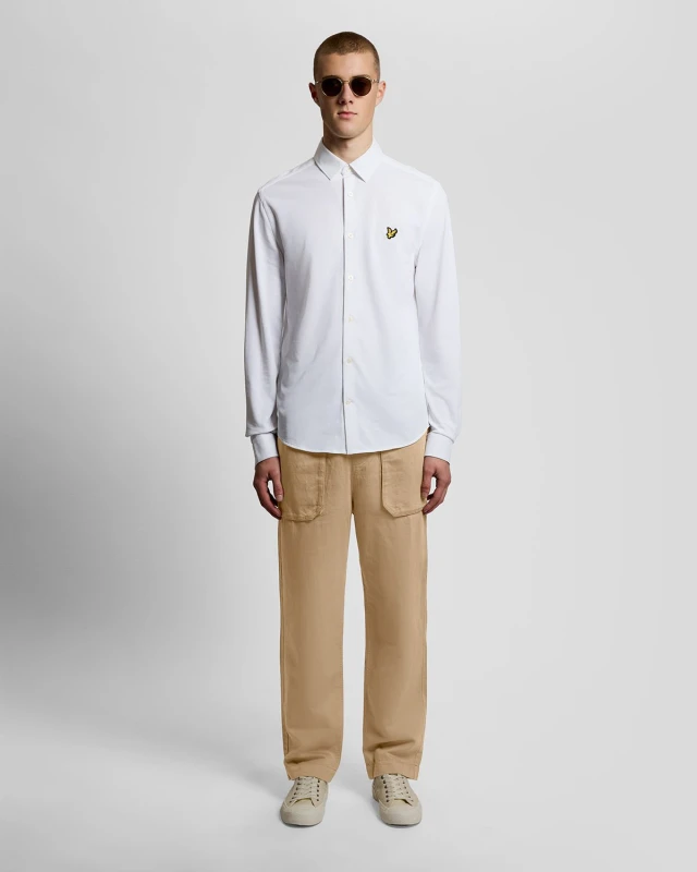 Image of Lyle & Scott Mens Straight Leg Linen Blend Trousers in Brown
