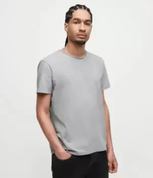 image of AllSaints Mens Bodega Crew T-Shirt, Glass Grey, Size: L