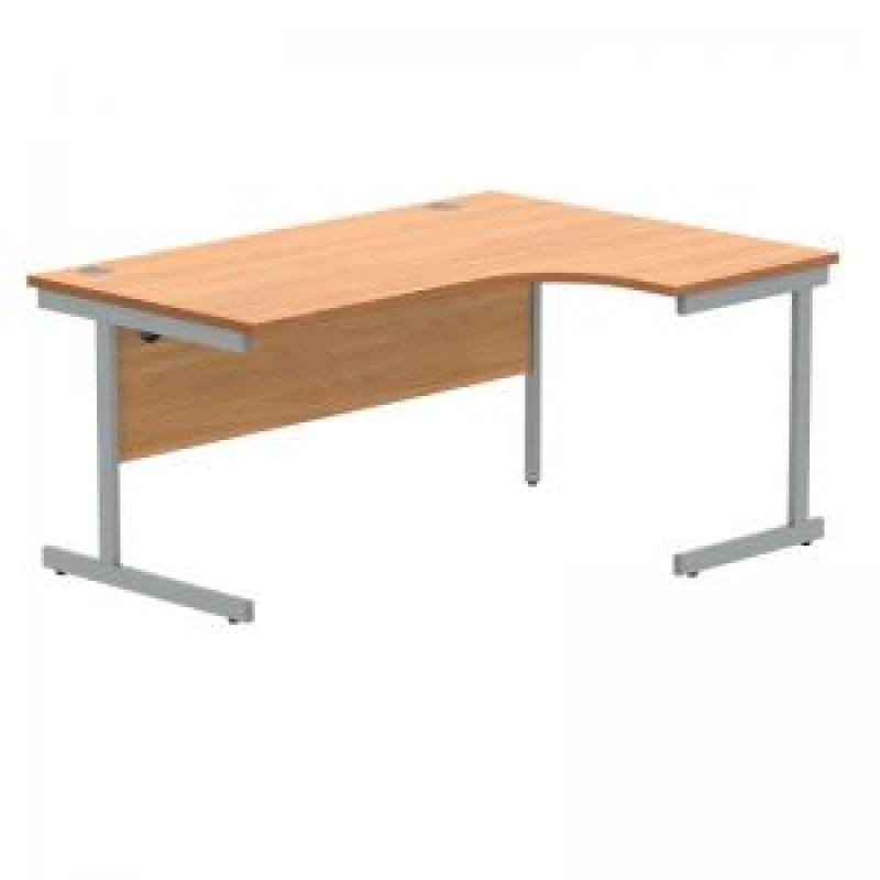 Image of Polaris Right Hand Radial SU Cantilever Desk 1600x1200x730mm Norwegian Beech/Silver KF821390