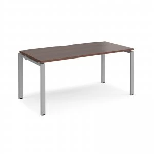 image of Adapt II Single Desk 1600mm x 800mm - Silver Frame Walnut top