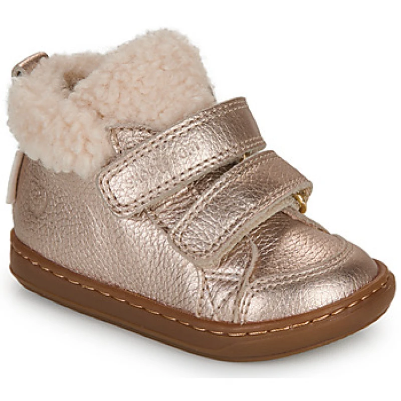 Image of SHOO POM Kids Bouba Wool Leather Trainers with Touch 'n' Close Fastening Gold-Coloured Baby 22 (5 to 5.5);27 (9 to 9.5);25 (7.5 to 8)