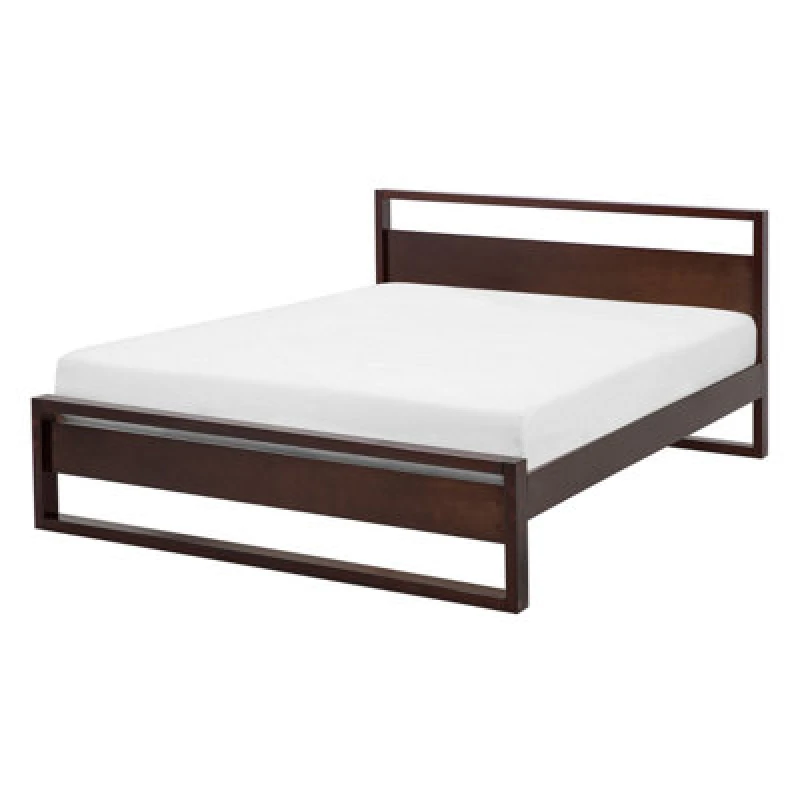 Image of Beliani Bed Pine Wood Giulia 140 X 200 Cm (Eu Double) Dark Brown