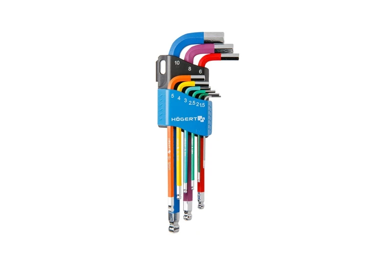 Image of Hogert Technik HT1W806 Angled Screwdriver Set Spanner Size: 10.0, Number of tools: 9 Angled Screwdriver Set (6627)