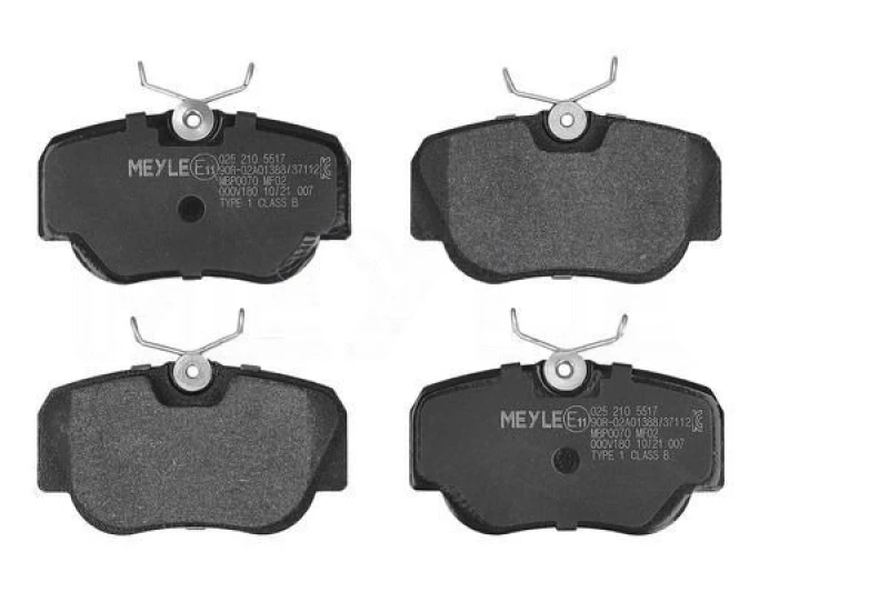 Image of MEYLE 025 210 5517 Brake pad set Front Axle, prepared for wear warning indicator, Original Quality, with anti-squeak plate Brake Pad Set,disc brake (