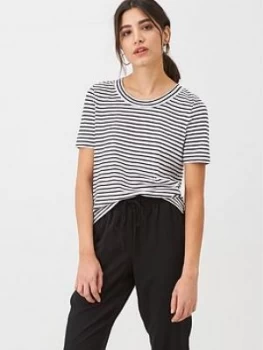 Whistles Rosa Double Trim Stripe T-Shirt - Black/White