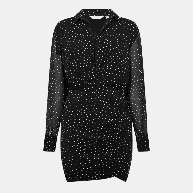 Image of Jack Wills Draped Shirt Dress - Black 6