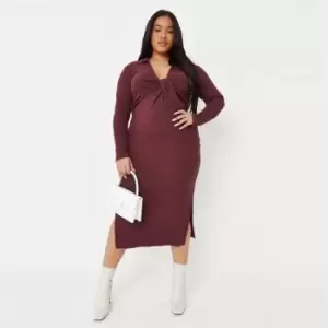 Missguided Plus size twist front dress - Brown