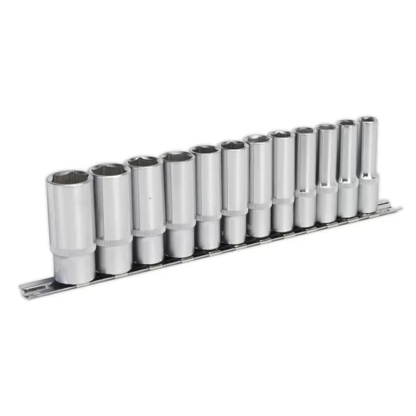 Image of Genuine SEALEY AK2841 Socket Set 12pc 3/8Sq Drive 6pt Deep WallDrive® Metric