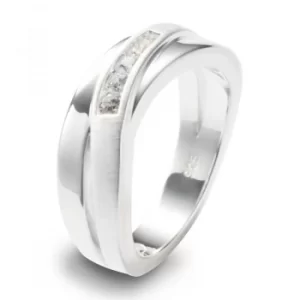 image of Ladies Fossil Silver Plated Size P Ring