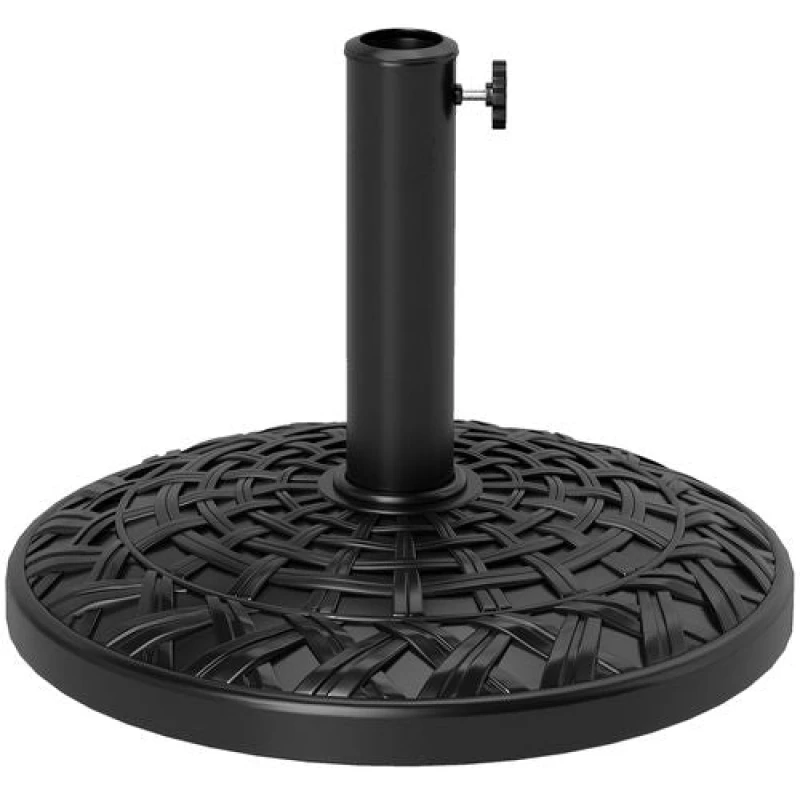 Image of Outsunny 12kg Garden Parasol Base, Round Resin Garden Umbrella Base, Black Black