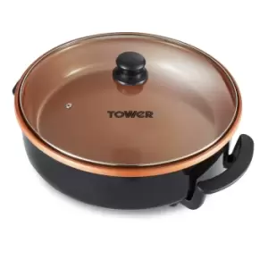 Image of Tower T14038COP Cerasure+ 1500W Electric Multi Pan with Glass Lid - Copper