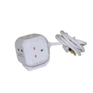 Image of Cube Extension Lead with 4 Sockets and 2 x USB Slots EXTCUB