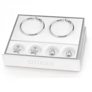 image of Ladies Guess Silver Plated Hoops I Did It Again Earring Box Set