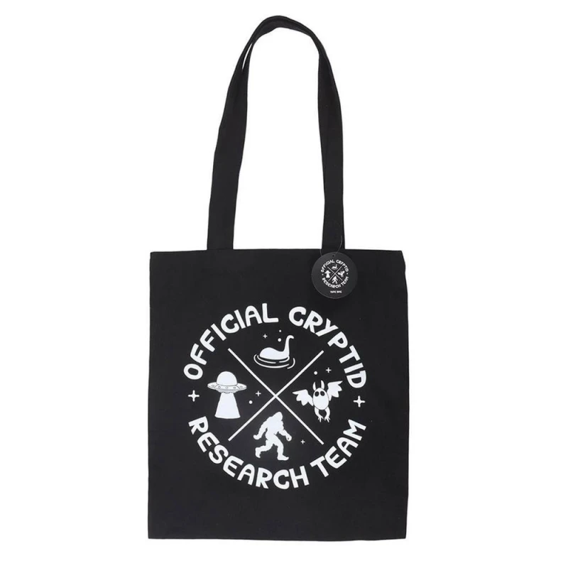 Image of Something Different Womens Cryptid Research Team Polycotton Tote Bag in Black Female One Size