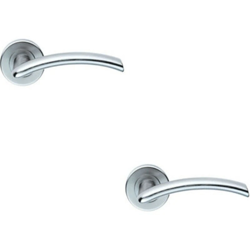 Image of Loops 2x PAIR Oval Shaped Arched Bar Handle Concealed Fix Round Rose Satin Chrome Multi