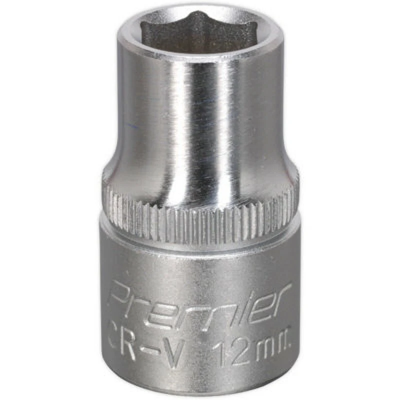 Image of Loops 12mm Steel Drive Socket - 1/2" Square Drive - Chrome Vanadium Wrench Socket Metallics