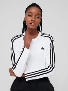 Image of adidas 3 Stripes Long Sleeve Tee - White Size XS Women