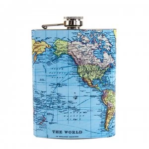 image of Gift Republic Map Hip Flask - Man ofthe World