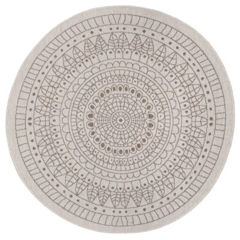 Image of The Rugs Porto Reversible Indoor Outdoor Round Rug Flatweave Polypropylene Design In Beige