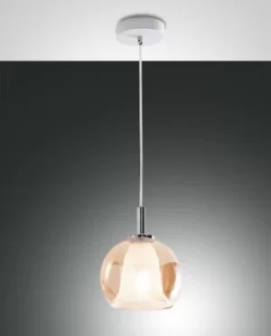 image of Bretagna Dome Pendant Ceiling Lights Amber Glass, E27