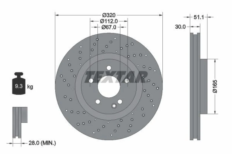 Image of Brake disc TEXTAR 92262105