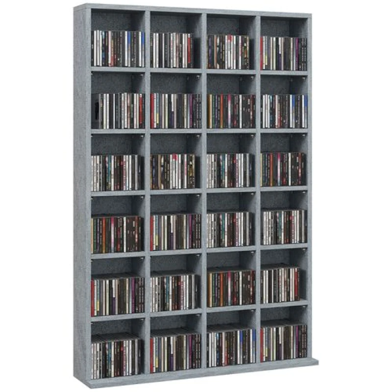 Image of Homcom DVD Cd Media Storage Rack 89 X 130.5 Cm, Grey 831-040V80LG
