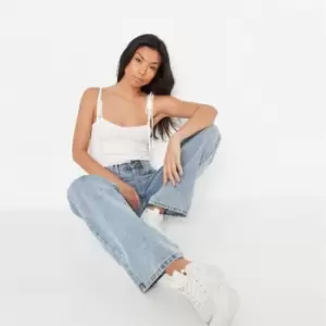 Image of Missguided Tie Cami Strap Knit Top - White