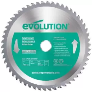 image of Evolution 180mm Aluminium Cutting 54 tooth Tungsten Carbide Tipped Saw Blade