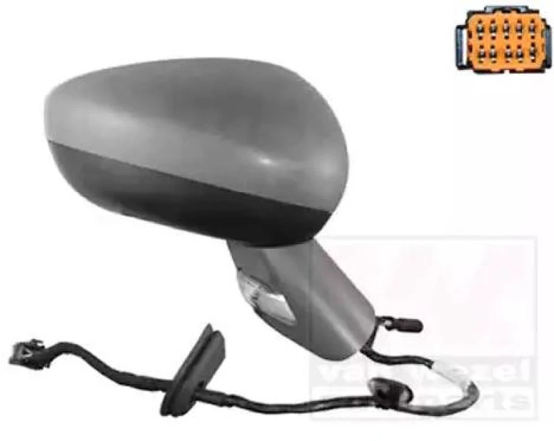 Image of VAN WEZEL 0963818 Wing mirror * HAGUS * Right, chrome, with temperature sensor, primed Outside Mirror (50)