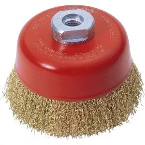 Image of Draper Expert Brassed Steel Wire Cup Brush 100mm M14 Thread