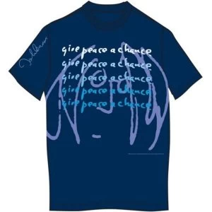 image of John Lennon - Give Peace A Chance Unisex Medium T-Shirt - Blue