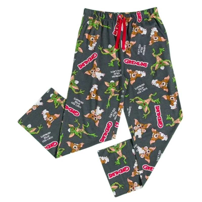 Image of Gremlins Mens Stripe & Gizmo Lounge Pants in Charcoal Size: Small Charcoal Male S