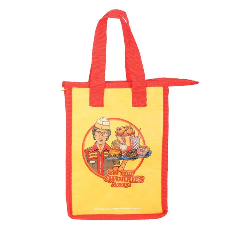 Image of Steven Rhodes Eat Your Worries mens Shopper bag in Multicolour