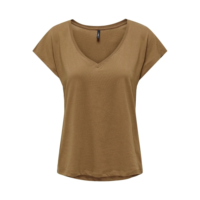Image of Only Womens v-neck T-Shirt Only Winnie Marron Female XS