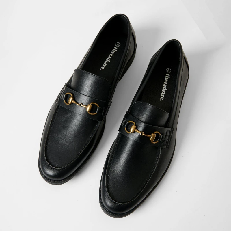 Image of Threadbare Faux Leather Snaffle Loafers Black male 7