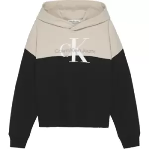 Image of Calvin Klein Jeans Colour Block Monogram Hoodie - Black
