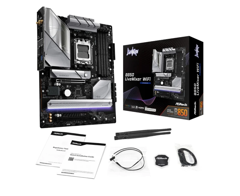Image of ASRock B850 LiveMixer WiFi AMD Ryzen AM5 DDR5 ATX Motherboard - 90-MXBQU-A0UAYZ