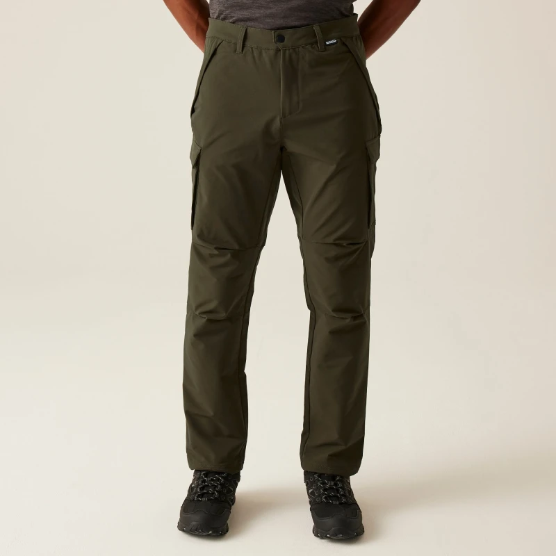 Image of Regatta Regatta Men Questra Durable Water-Repellent Cargo Trousers in Green Size: 30R Green 30R Male 5063019764078
