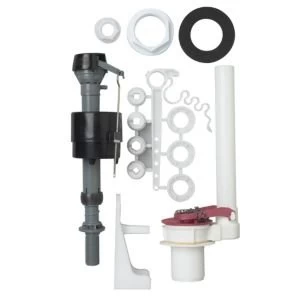 image of Fluidmaster Black Red White Plastic Fill Valve Flapper Valve with Handle Adaptor Conversion Kit