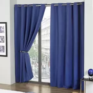 Image of Emma Barclay Cali Thermal Woven Blackout Eyelet Curtains, Blue, 46 x 54 Inch