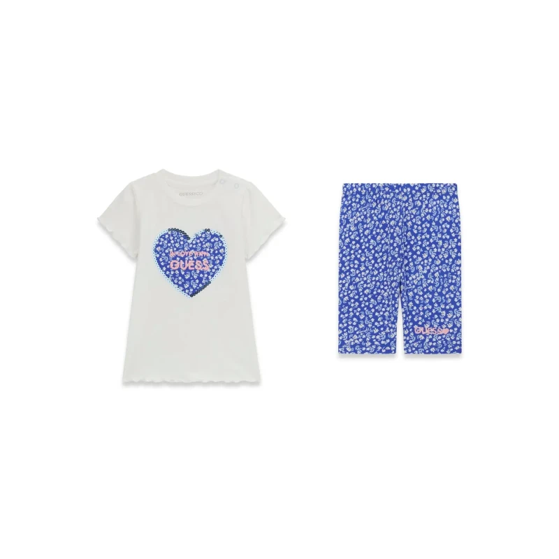 Image of Guess Baby girl's t-shirt and capri legging set Guess Blanc Female 6/9 mois