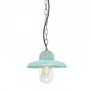 Image of 1 Light Outdoor Ceiling Chain Lantern Verdigris IP44, E27