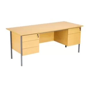 Image of Eco 18 1800 X 750 4 Leg 2+3D Pedestal Rectangular Desk Oak-Black